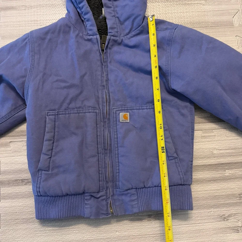 Carhartt Active Jacket Kids XXS 4-5 Blue Sherpa Lined Duck Canvas Hooded Coat